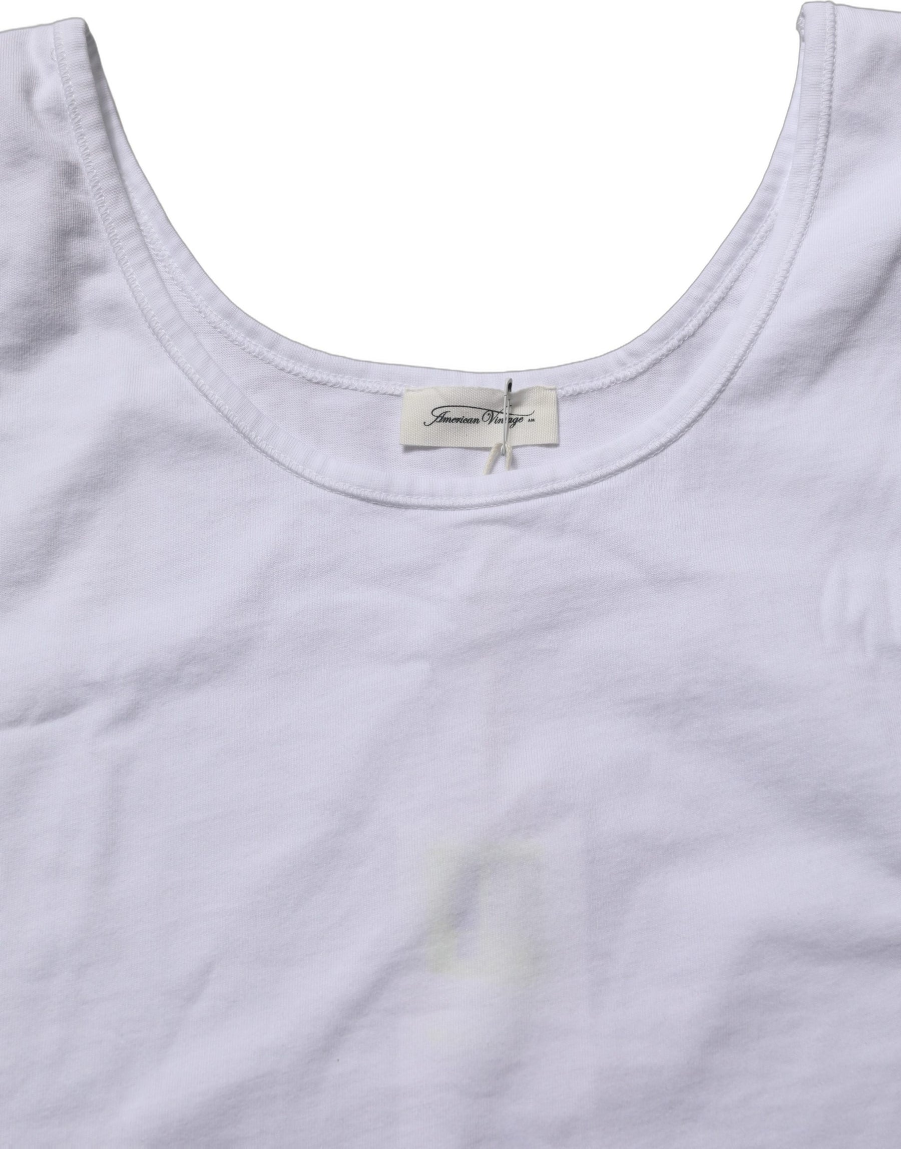 American Vintage White Cotton Round Neck Sleeveless Tank Top | Regal Royce