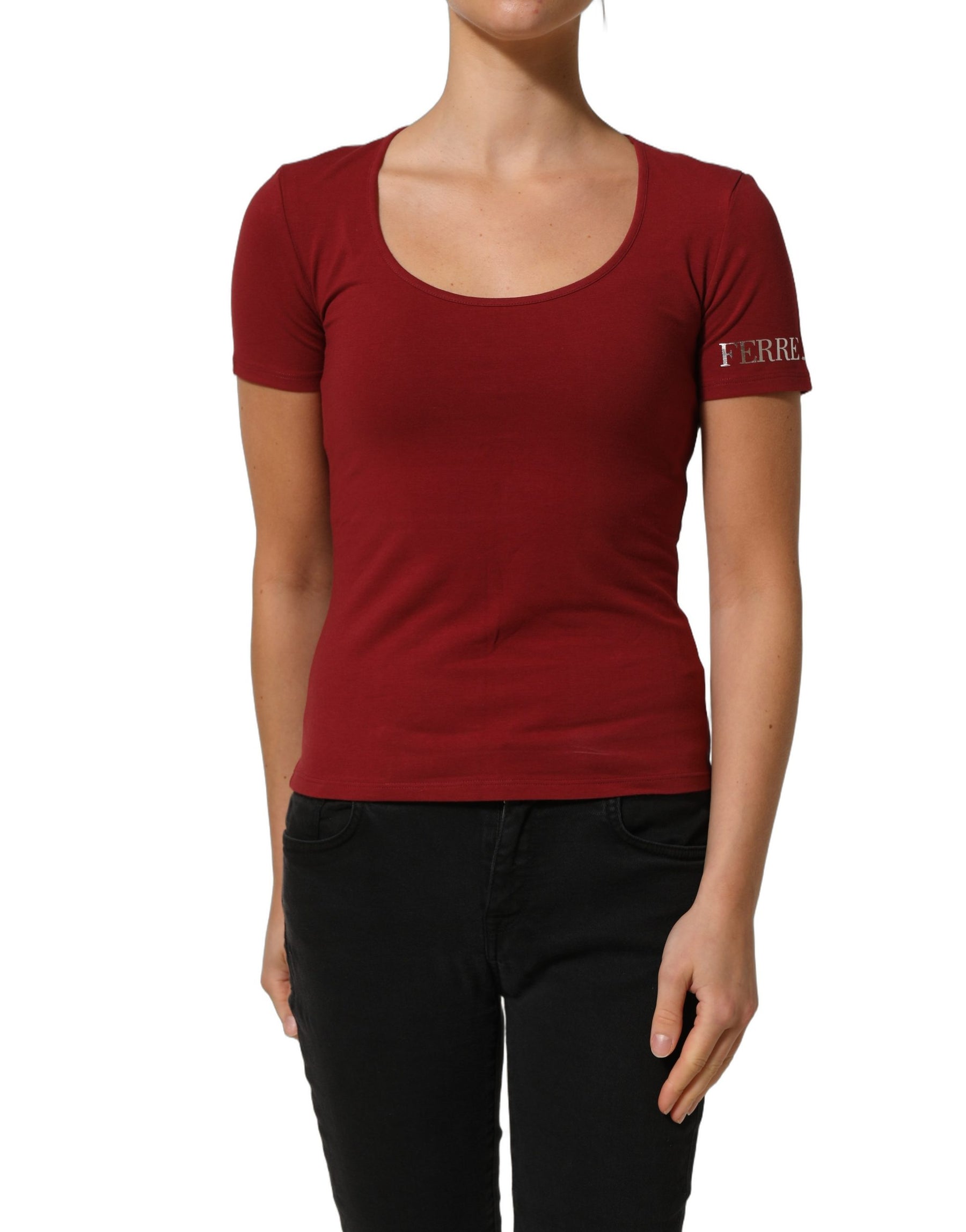 Ferre Black Wool Knit Deep V-Neck Long Sleeves Top | Regal Royce