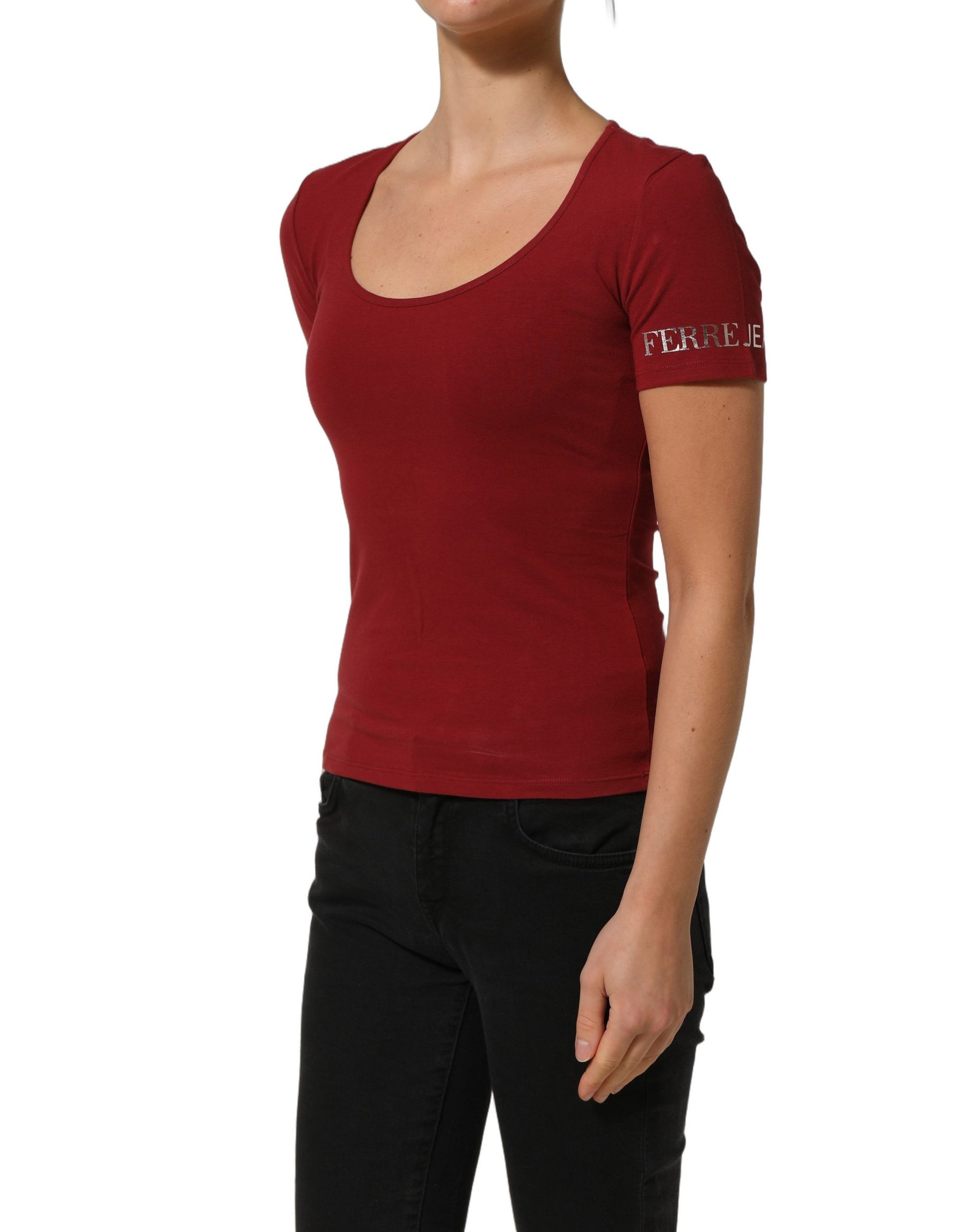 Ferre Black Wool Knit Deep V-Neck Long Sleeves Top | Regal Royce