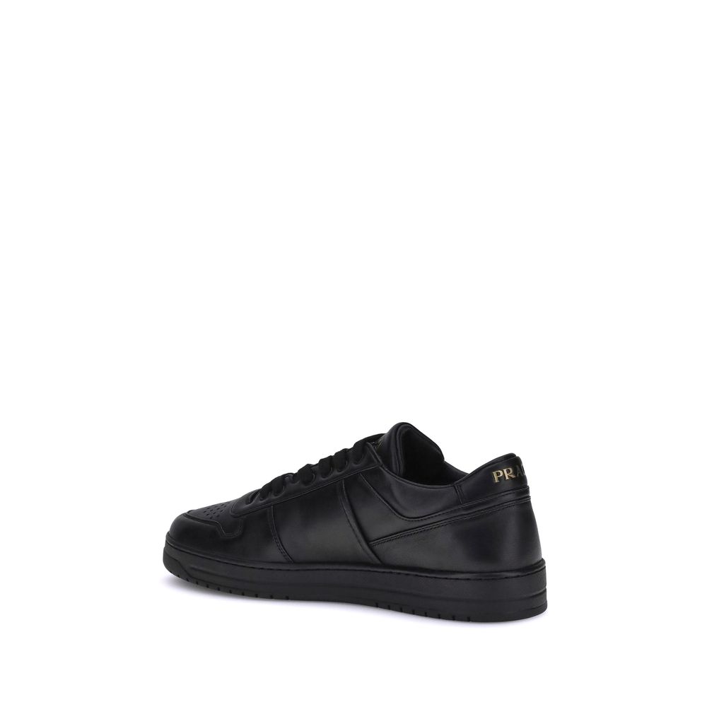 Prada Black Calf Leather Bos Taurus Low Top Sneakers | Regal Royce