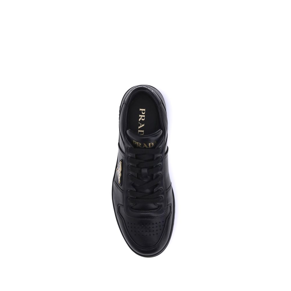 Prada Black Calf Leather Bos Taurus Low Top Sneakers | Regal Royce