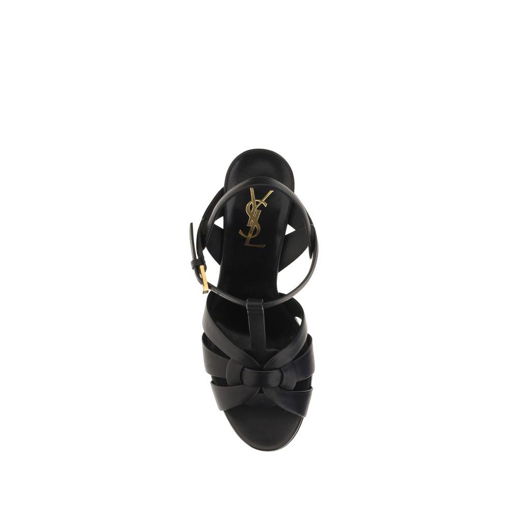 Saint Laurent Black Calf Leather Bos Taurus Platform Sandals | Regal Royce