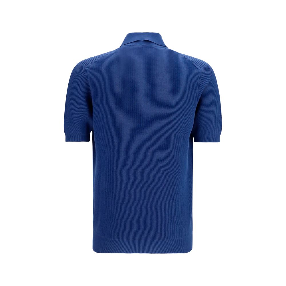 Brunello Cucinelli Blue Cotton Polo Shirt | Regal Royce