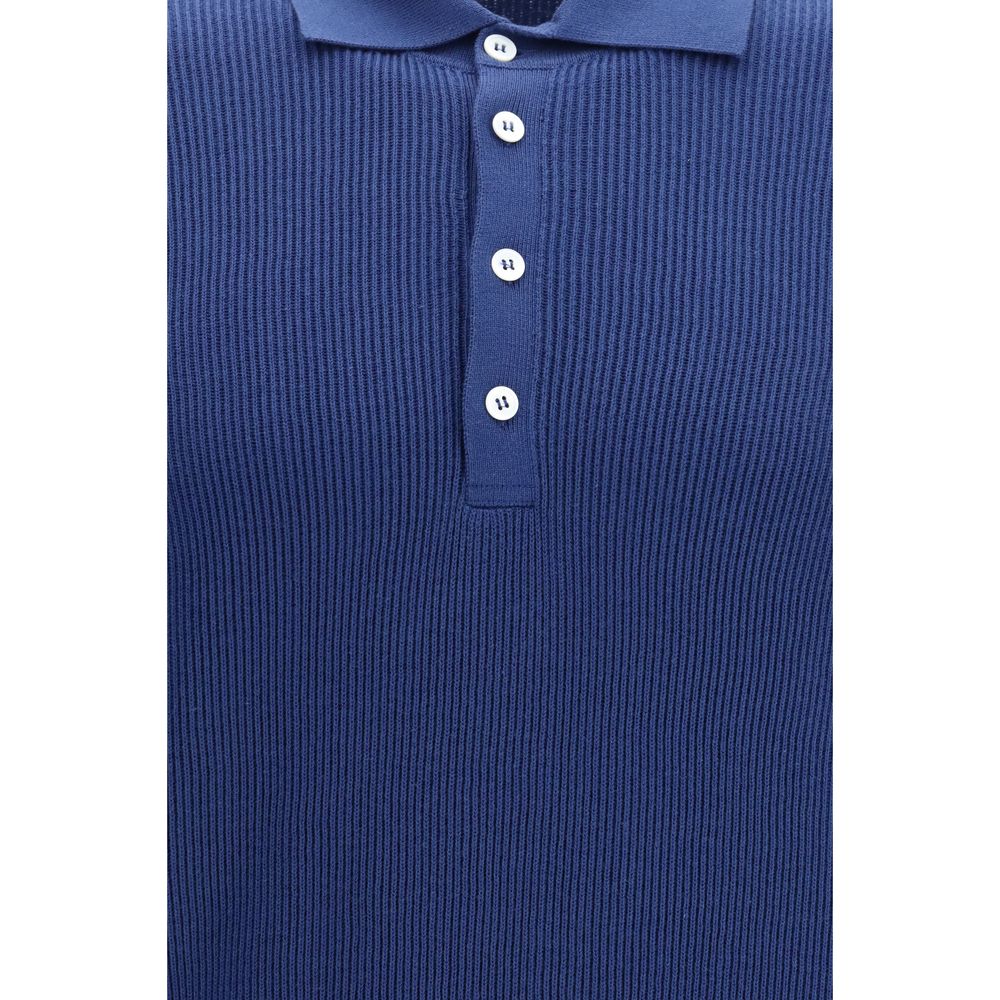 Brunello Cucinelli Blue Cotton Polo Shirt | Regal Royce
