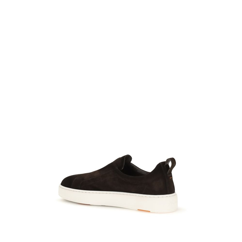 Santoni Brown Calf Leather Bos Taurus Sneakers | Regal Royce