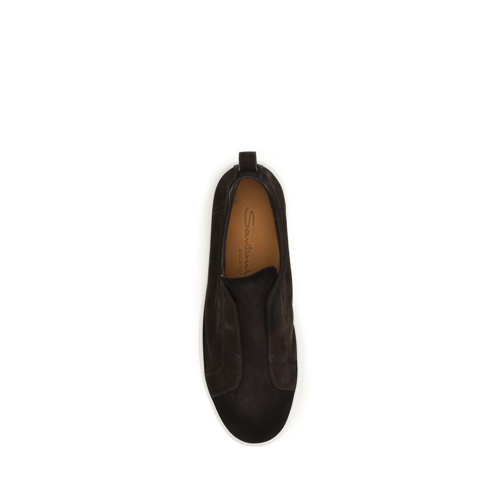 Santoni Brown Calf Leather Bos Taurus Sneakers | Regal Royce