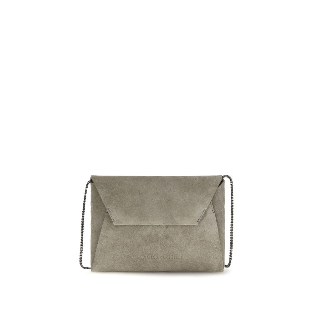 Brunello Cucinelli Gray Calf Leather Bos Taurus Shoulder Bag | Regal Royce