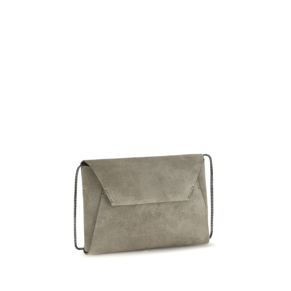 Brunello Cucinelli Gray Calf Leather Bos Taurus Shoulder Bag | Regal Royce