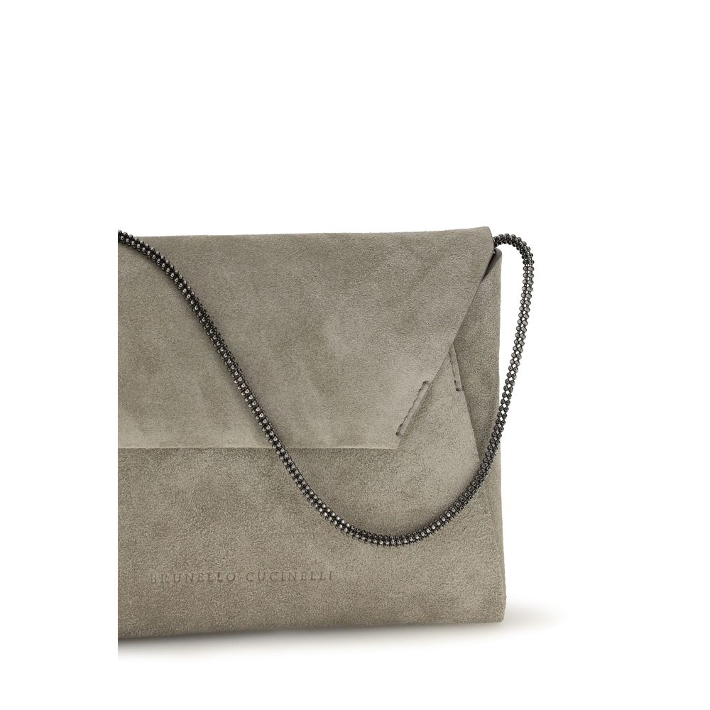 Brunello Cucinelli Gray Calf Leather Bos Taurus Shoulder Bag | Regal Royce