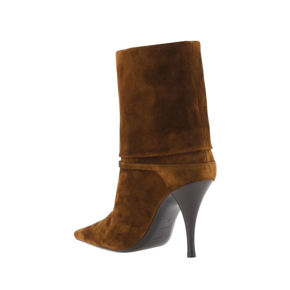 Saint Laurent Brown Calf Leather Bos Taurus Ankle Boots | Regal Royce