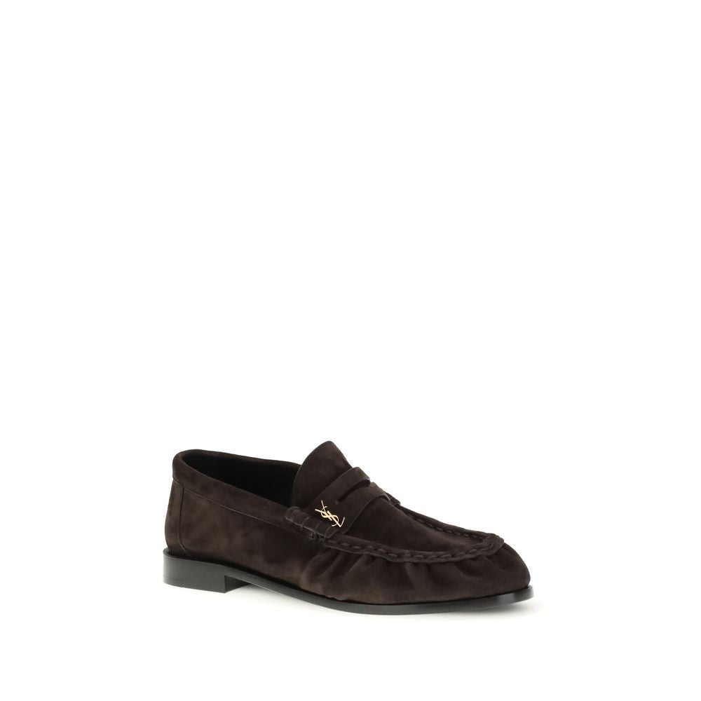 Saint Laurent Brown Calf Leather Bos Taurus Slip-On Loafers | Regal Royce