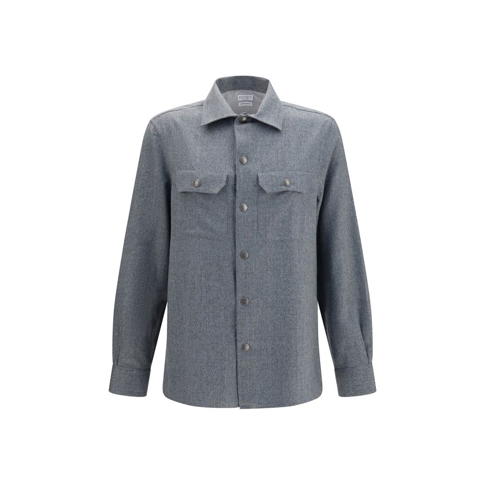 Brunello Cucinelli Gray Wool Oves Aries Shirt | Regal Royce
