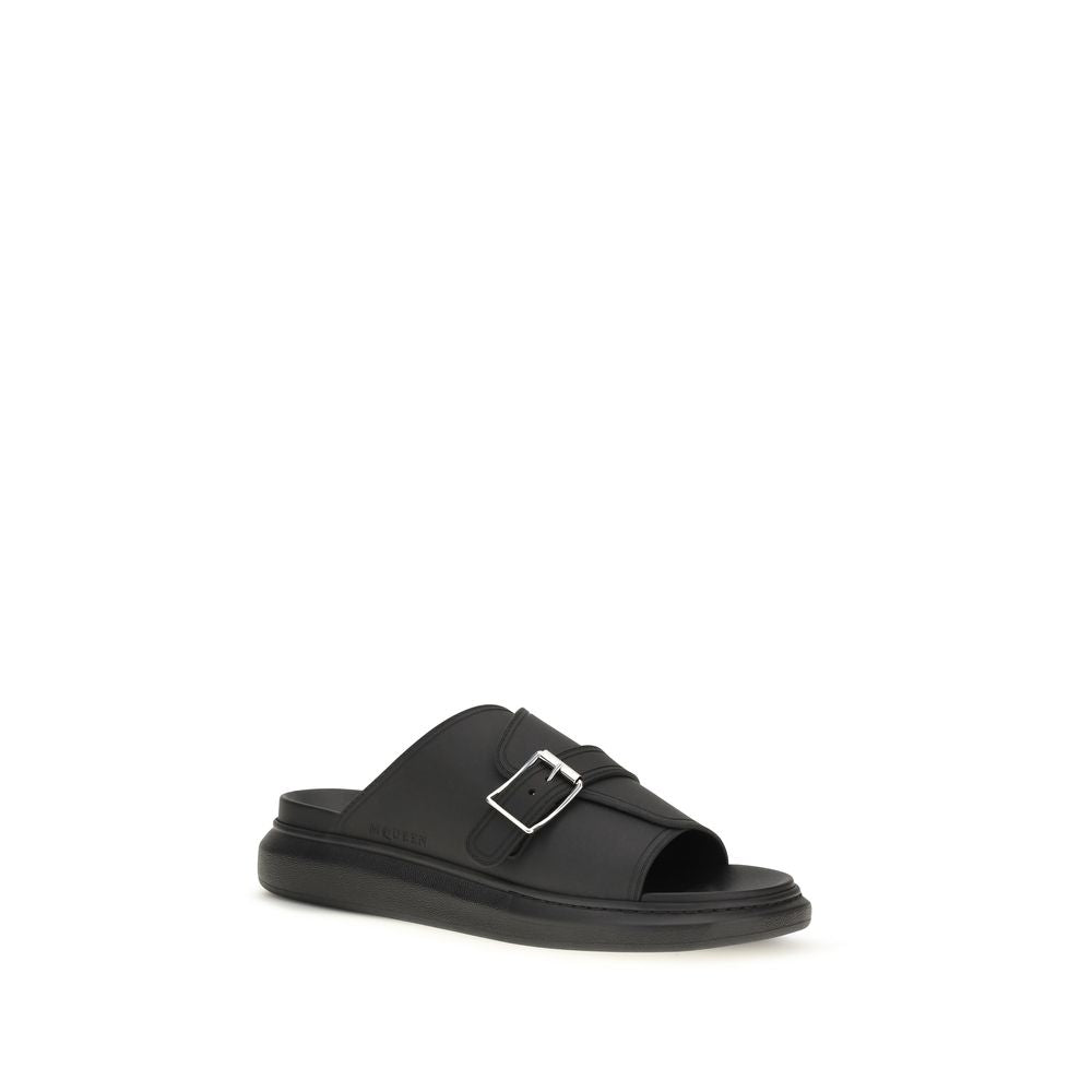 Alexander McQueen Black Calf Leather Bos Taurus Platform Sandals | Regal Royce