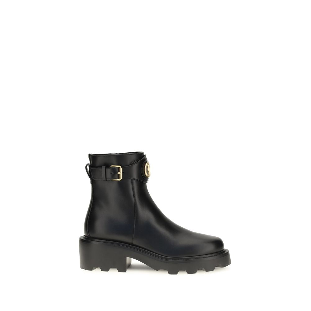 Valentino Garavani Black Calf Leather Bos Taurus Ankle Boots | Regal Royce