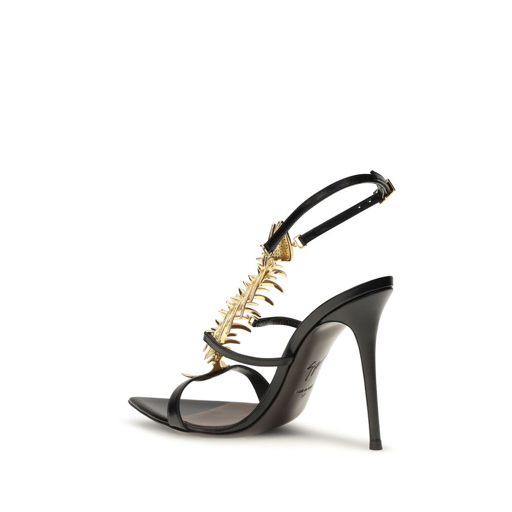 Giuseppe Zanotti Black Calf Leather Bos Taurus Stiletto Heel Sandals | Regal Royce
