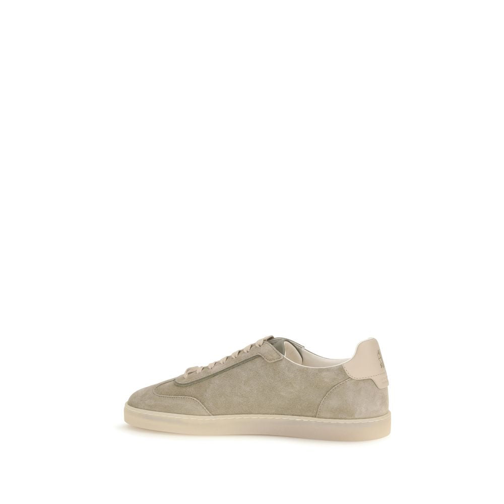 Brunello Cucinelli Beige Calf Leather Bos Taurus Sneakers | Regal Royce