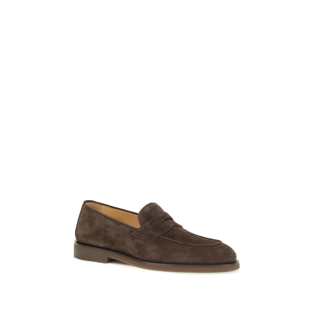Brunello Cucinelli Brown Calf Leather Bos Taurus Slip-On Loafers | Regal Royce