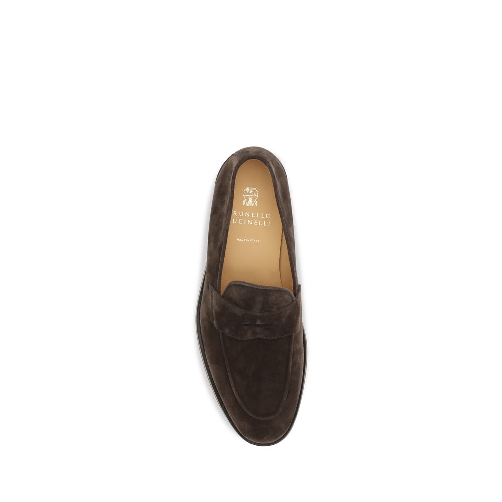 Brunello Cucinelli Brown Calf Leather Bos Taurus Slip-On Loafers | Regal Royce