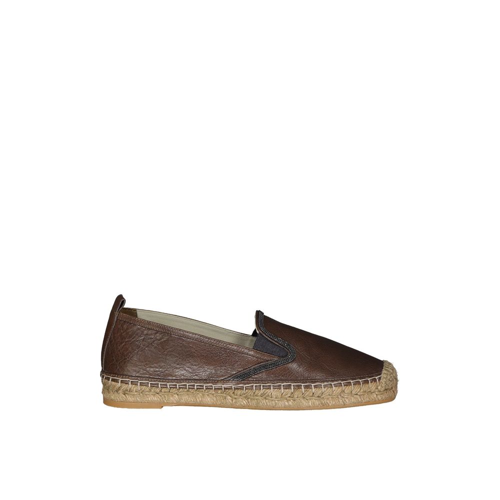 Brunello Cucinelli Brown Leather Espadrilles | Regal Royce
