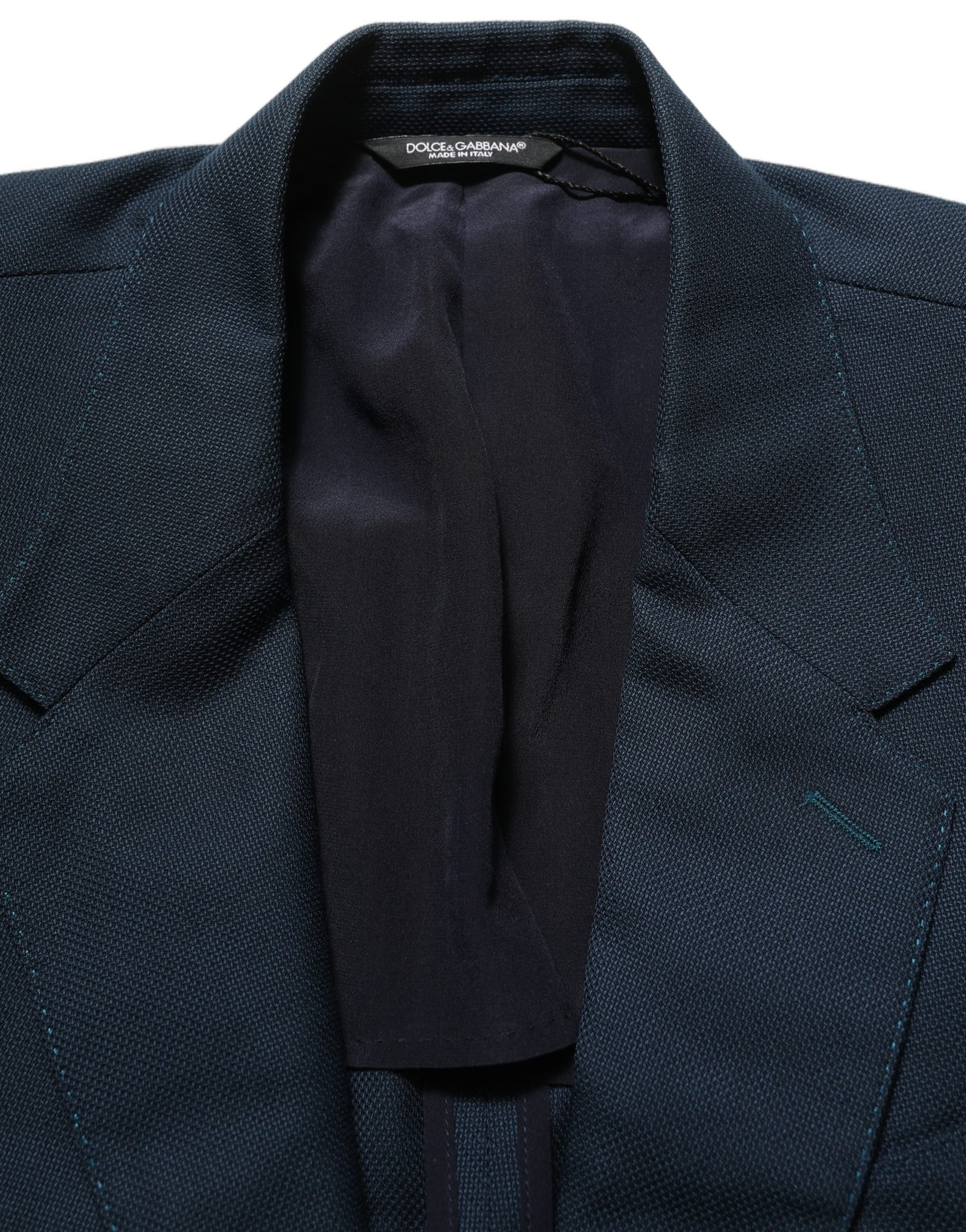 Dolce & Gabbana Blue Wool Logo Single Breasted Coat Jacket | Regal Royce
