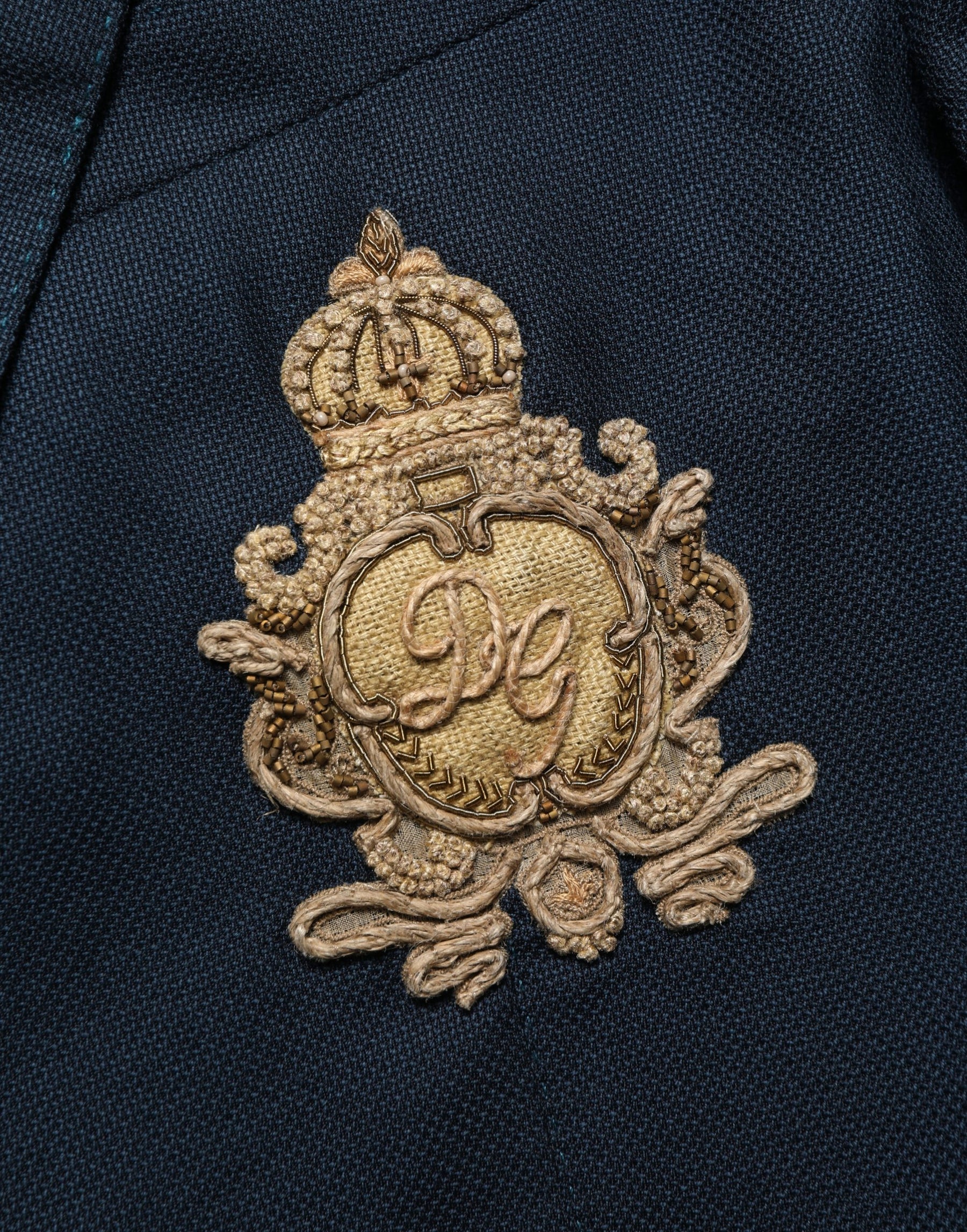 Dolce & Gabbana Blue Wool Logo Single Breasted Coat Jacket | Regal Royce