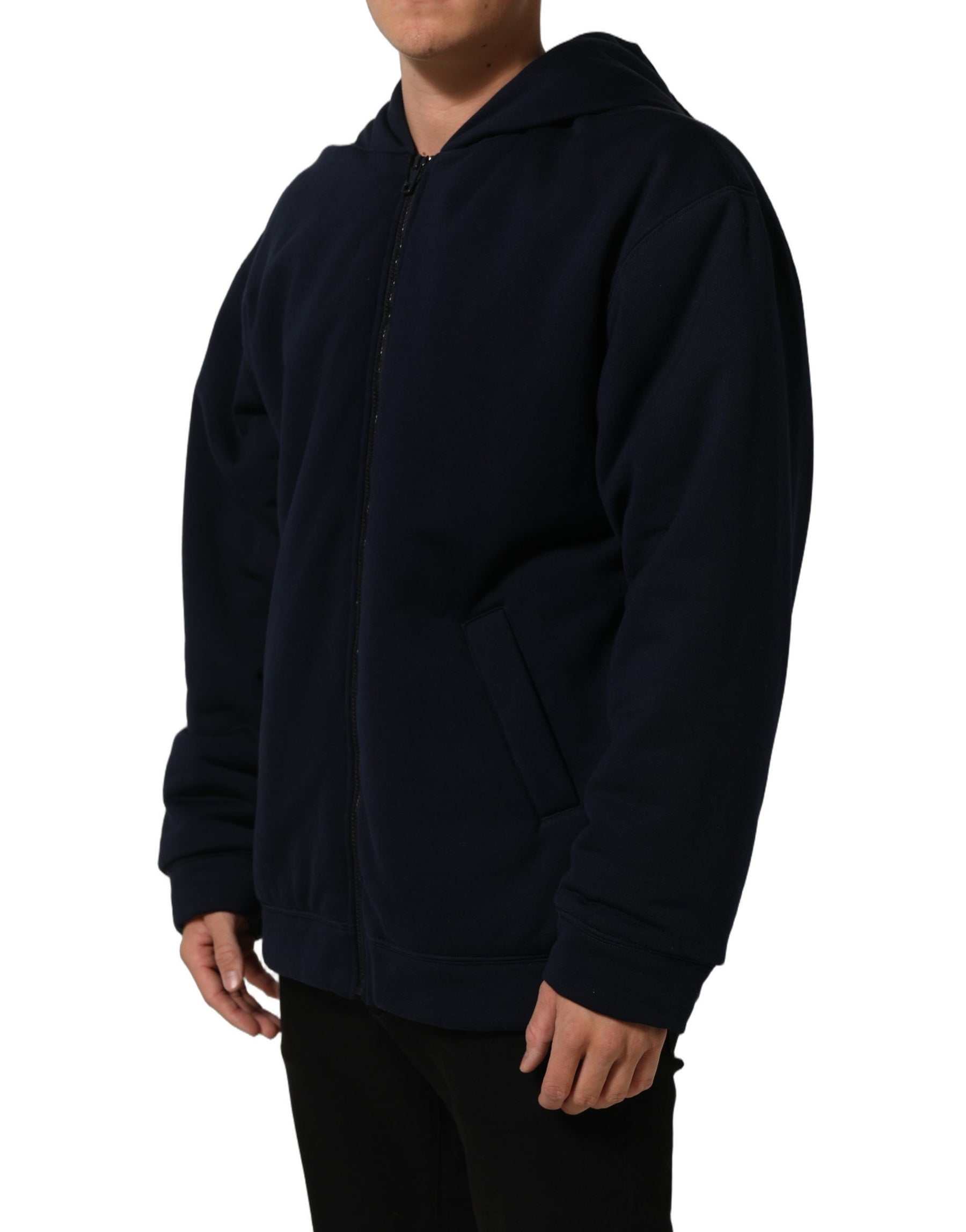 Dolce & Gabbana Black Cotton Full Zip Hooded Bomber Jacket | Regal Royce