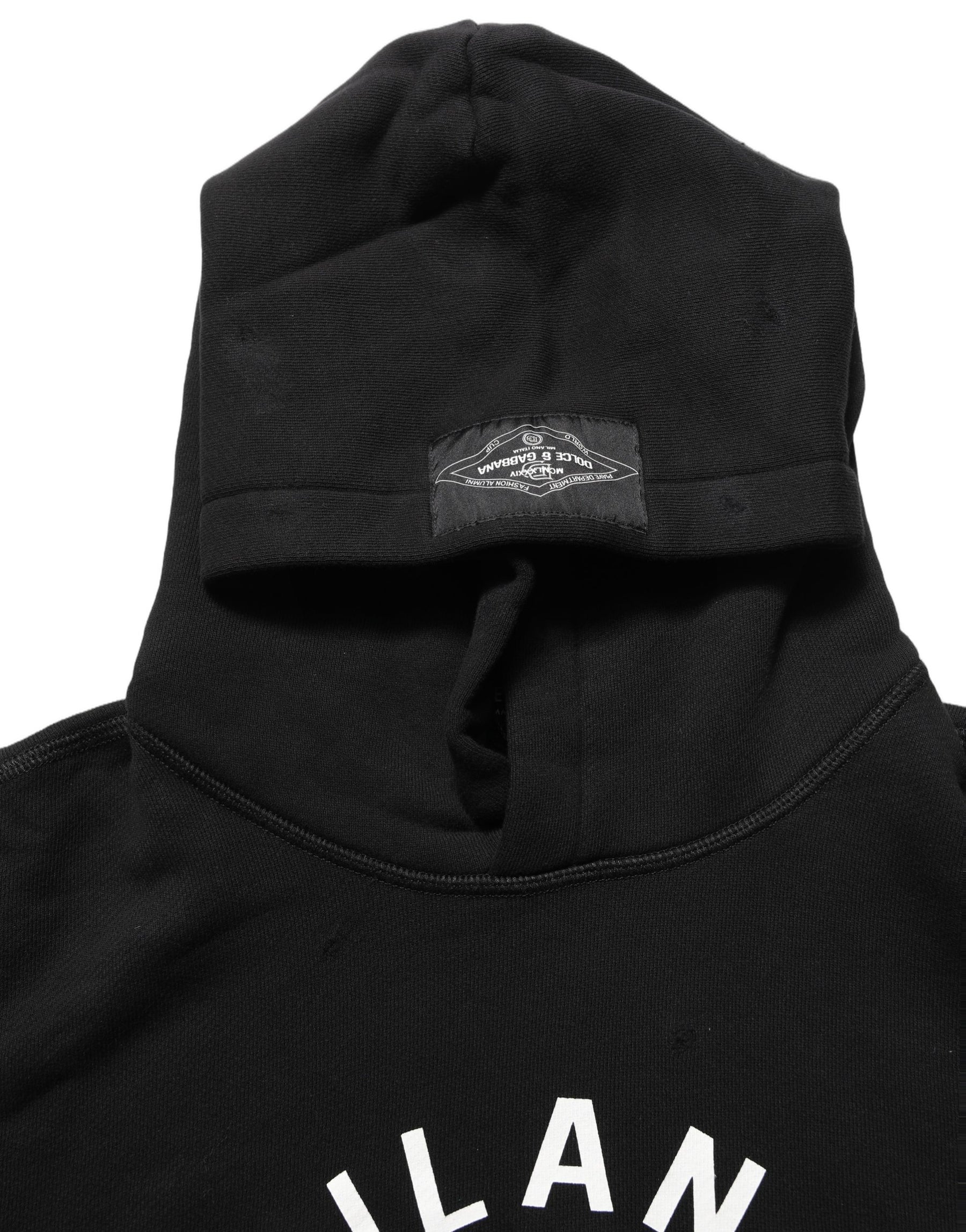 Dolce & Gabbana Black Cotton Milano1984 Print Hoodie Sweater | Regal Royce