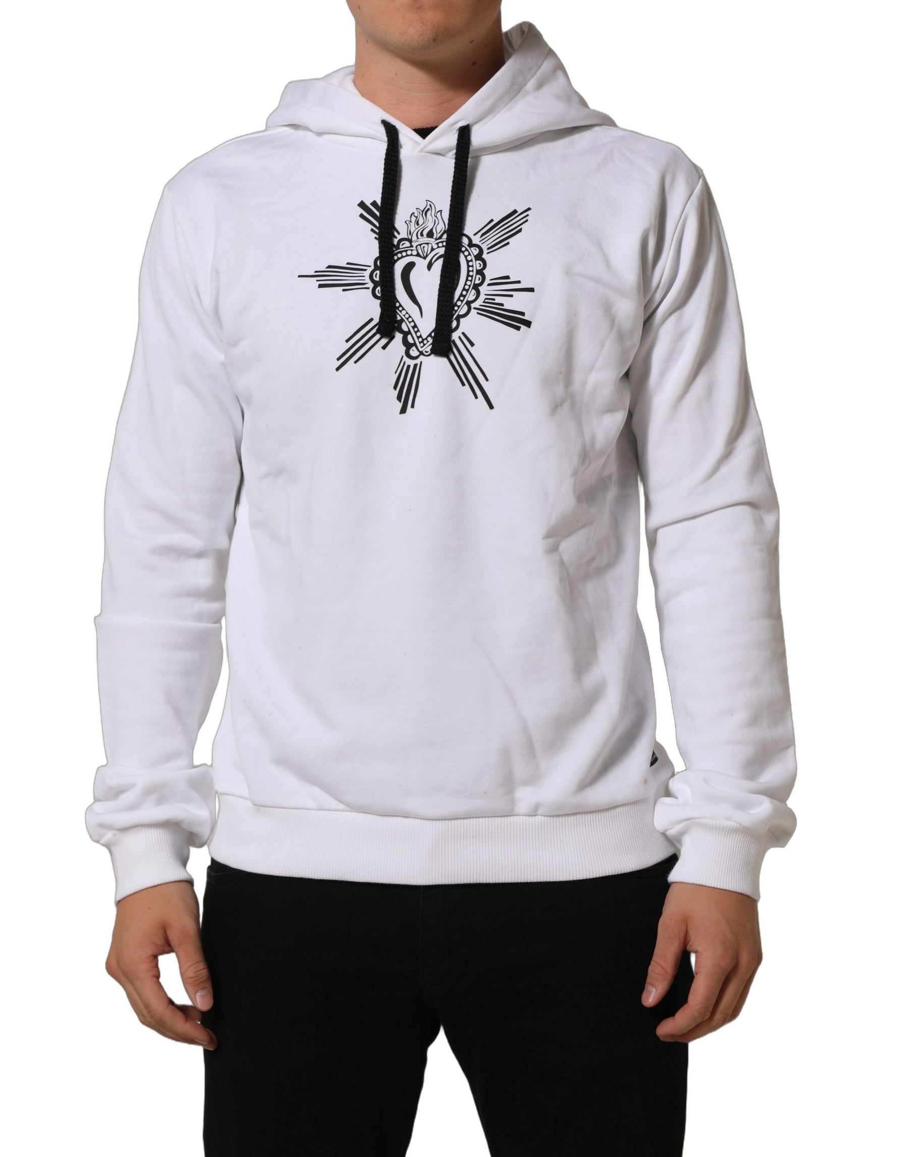 Dolce & Gabbana White Sacred Heart Hooded Sweatshirt Sweater | Regal Royce
