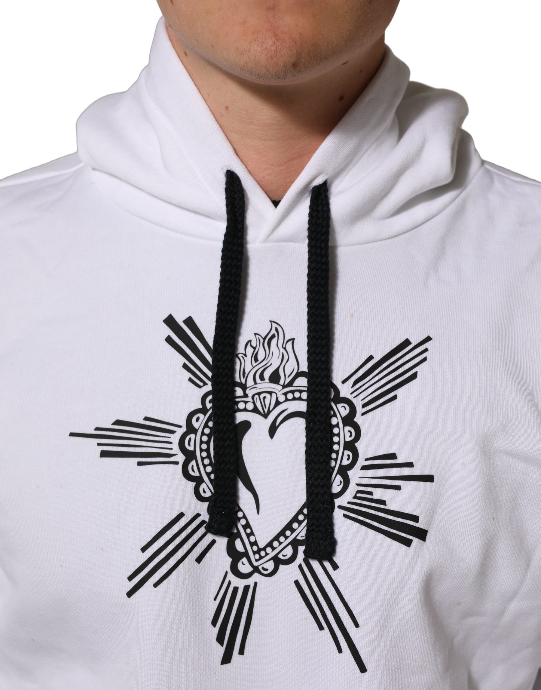Dolce & Gabbana White Sacred Heart Hooded Sweatshirt Sweater | Regal Royce