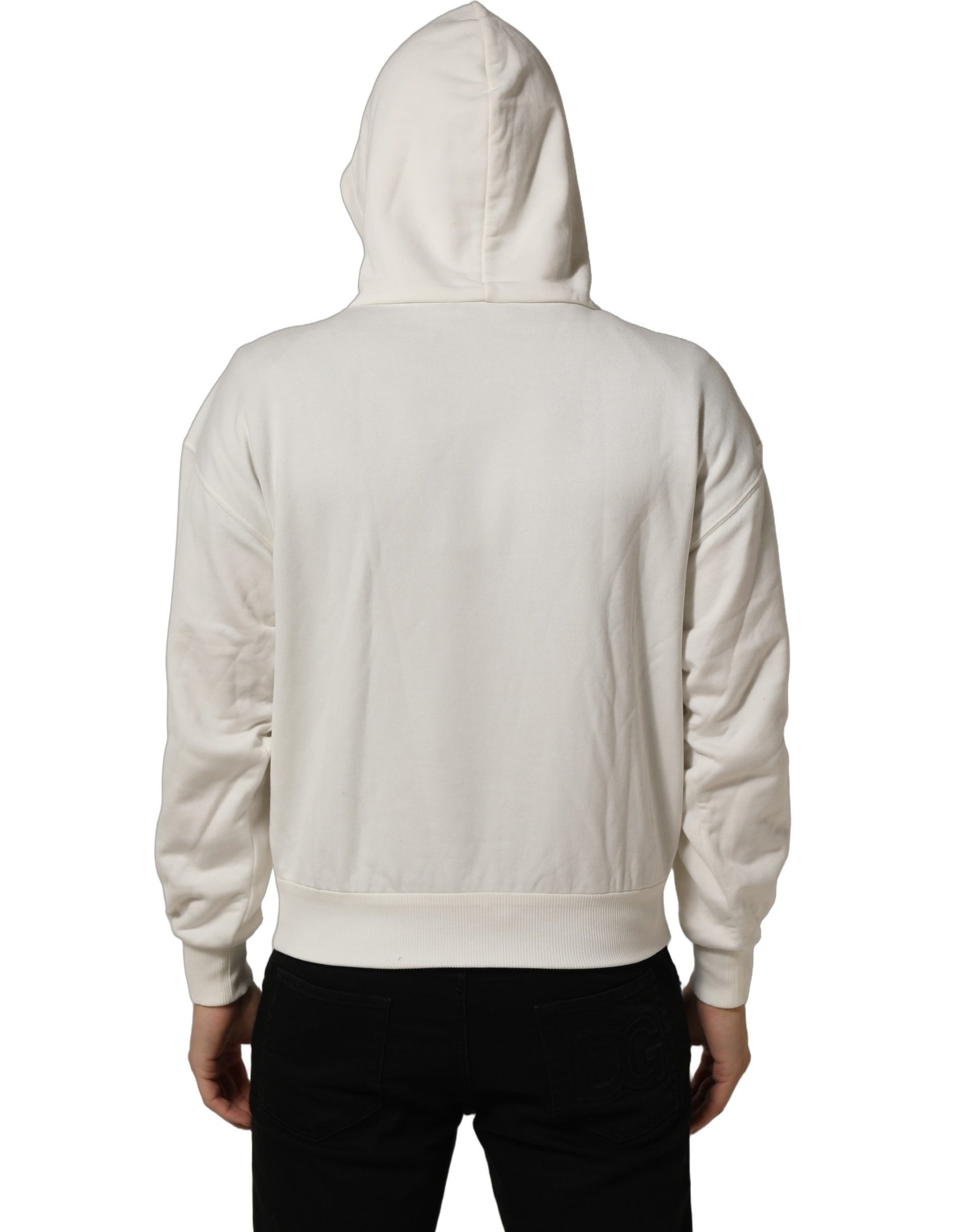 Dolce & Gabbana White Logo Hooded PulloverSweatshirt Sweater | Regal Royce