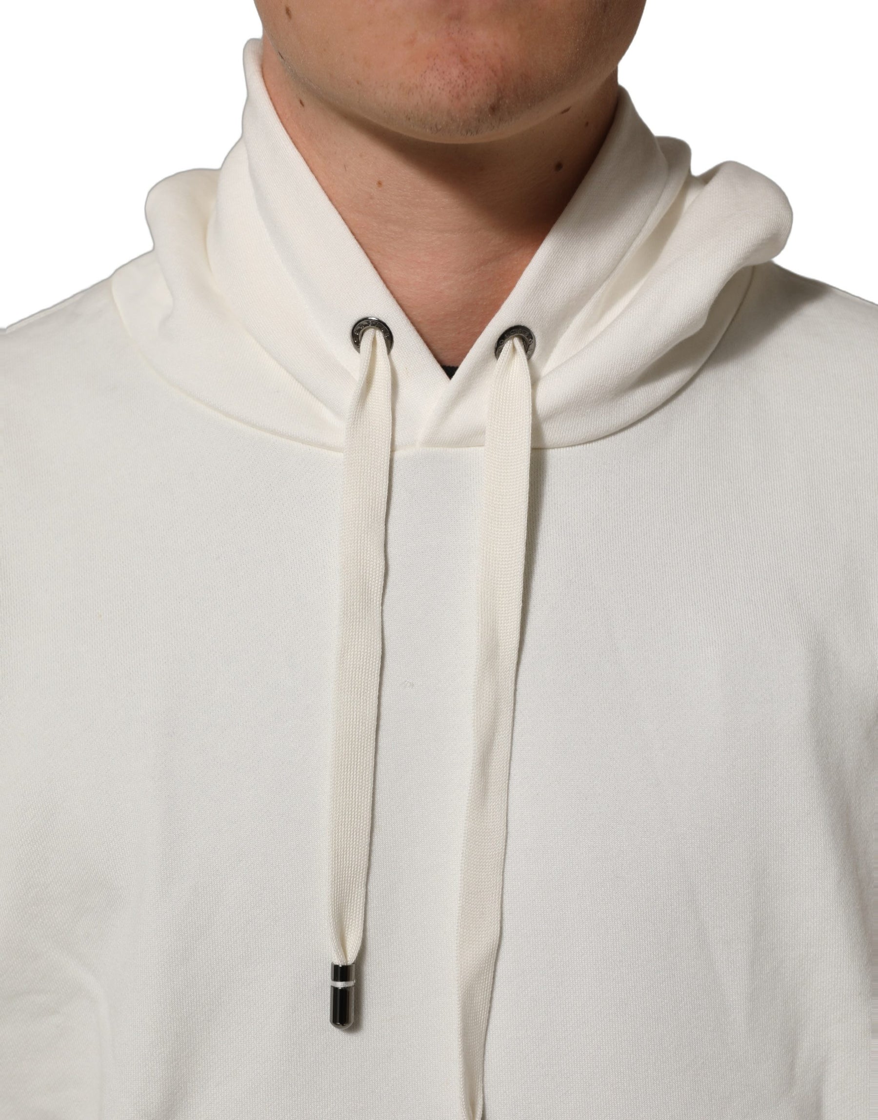 Dolce & Gabbana White Logo Hooded PulloverSweatshirt Sweater | Regal Royce