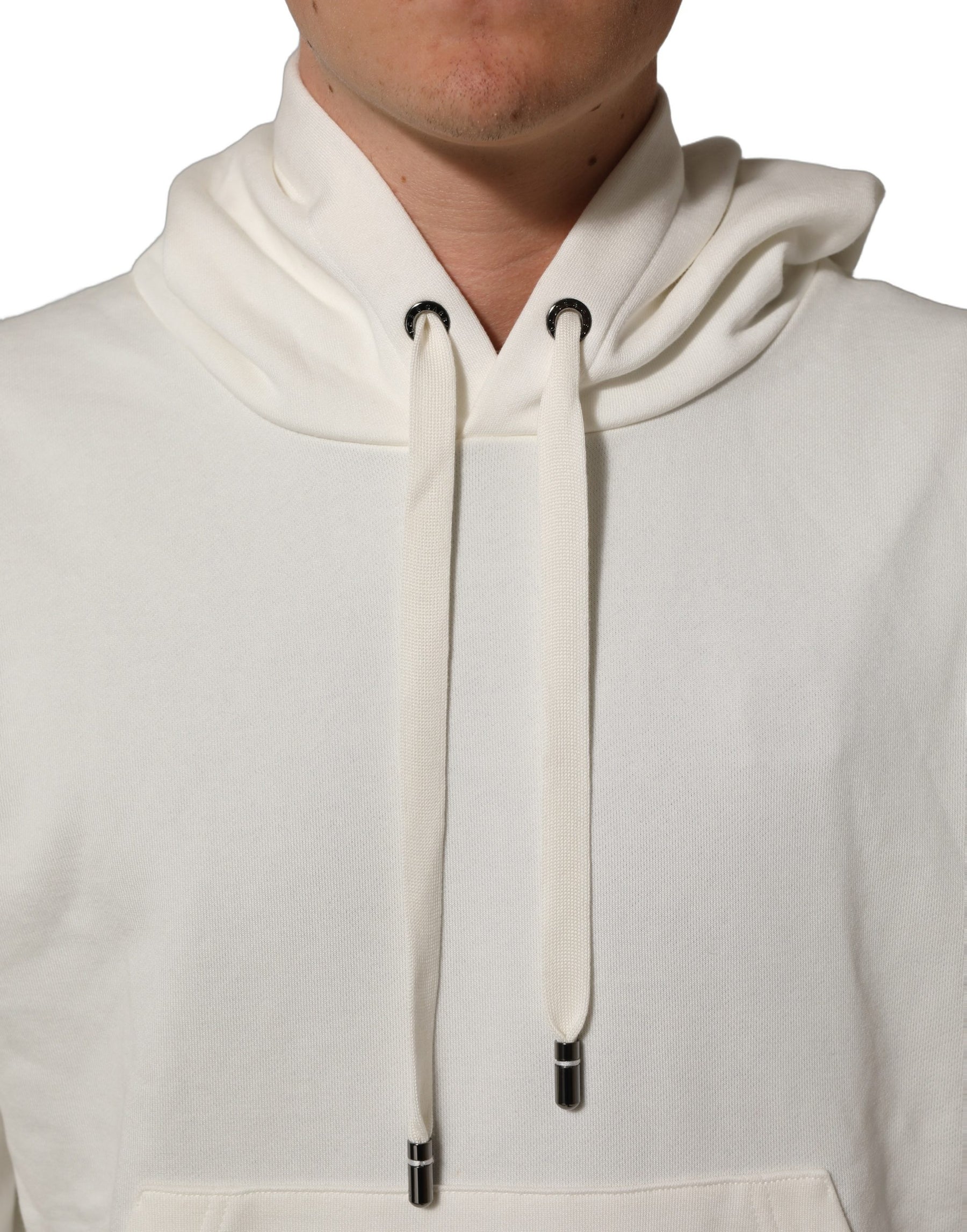 Dolce & Gabbana White Logo Hooded PulloverSweatshirt Sweater | Regal Royce