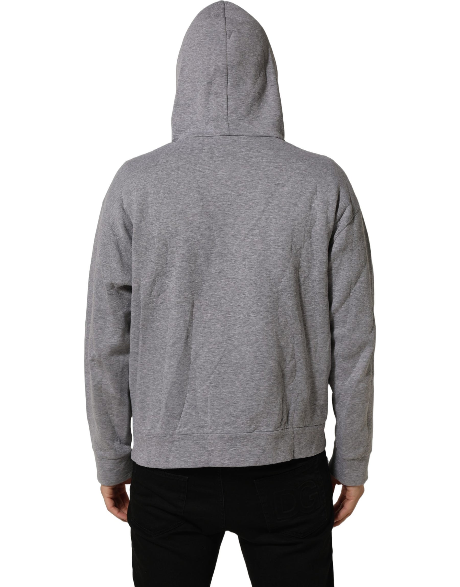Dolce & Gabbana Gray Cotton Logo Hooded Sweatshirt Sweater | Regal Royce