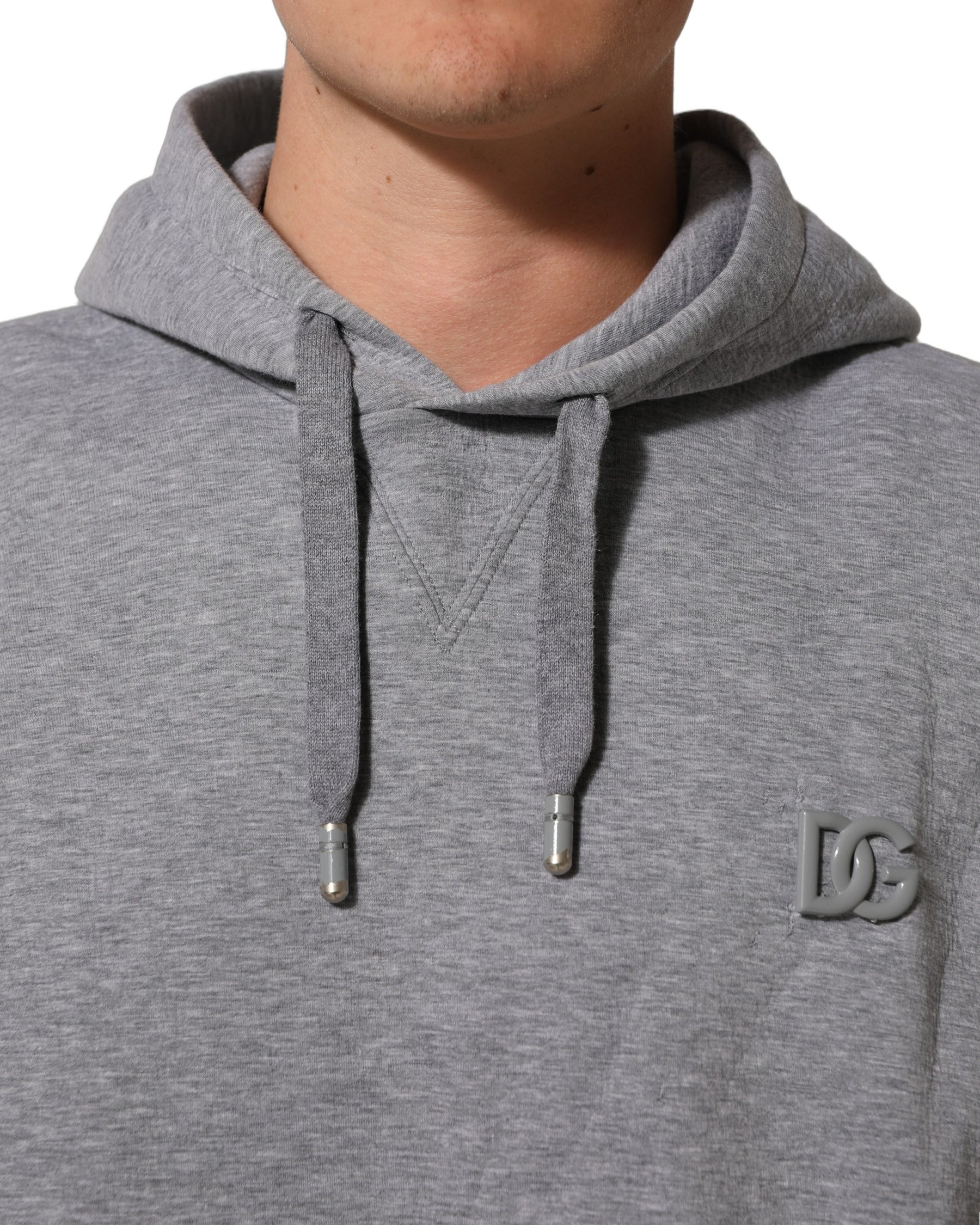 Dolce & Gabbana Gray Cotton Logo Hooded Sweatshirt Sweater | Regal Royce