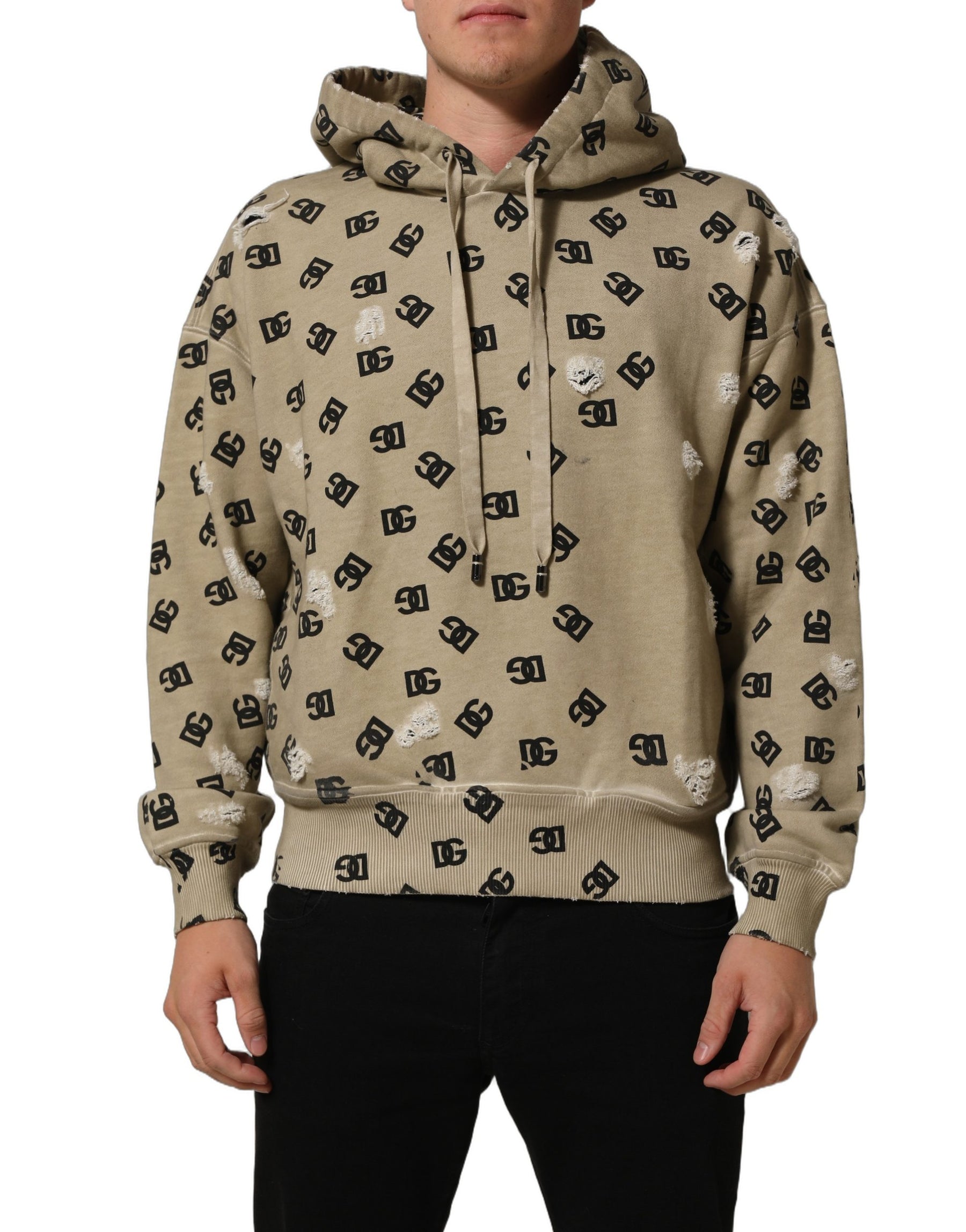 Dolce & Gabbana Brown Cotton Logo Hooded Sweatshirt Sweater | Regal Royce
