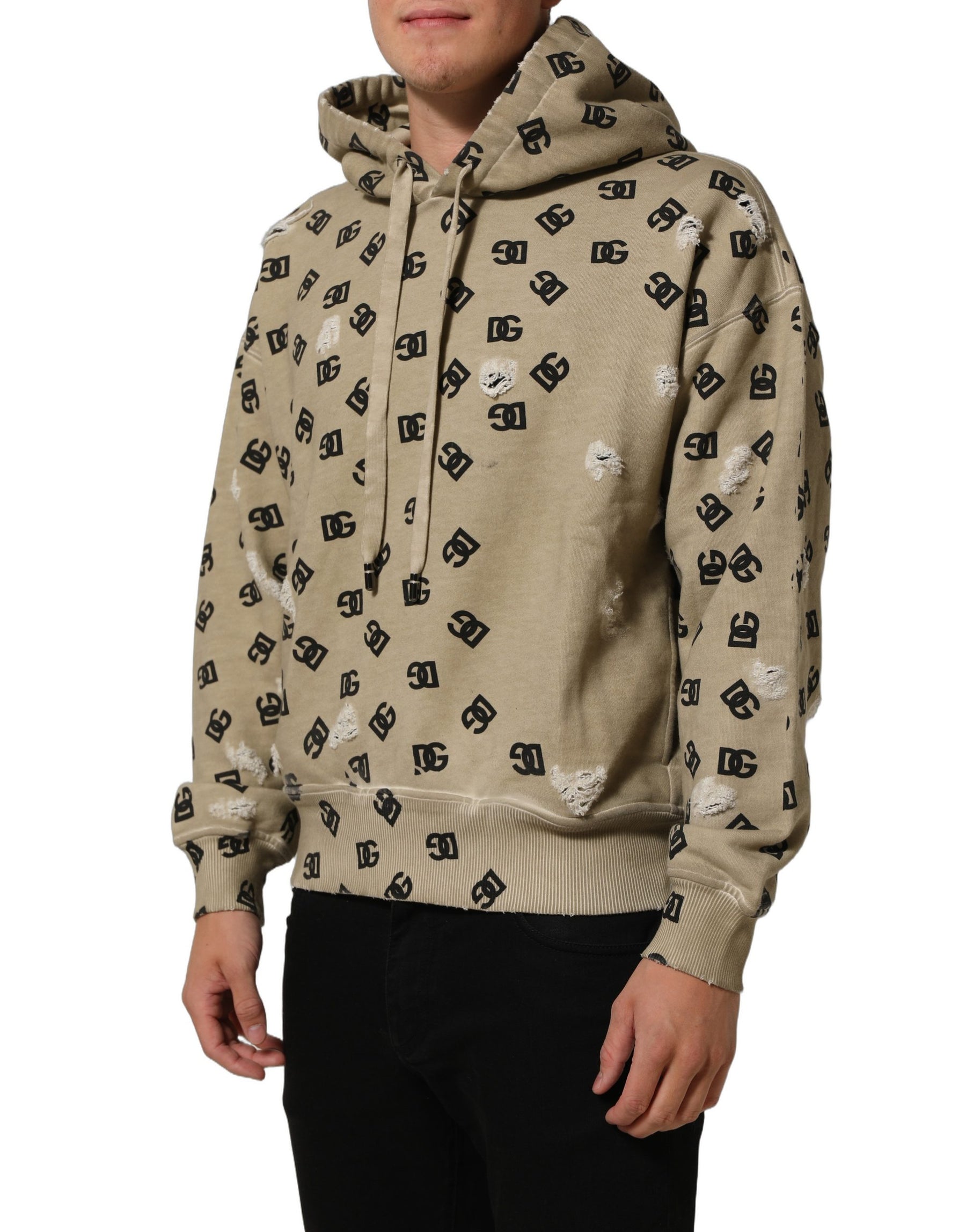 Dolce & Gabbana Brown Cotton Logo Hooded Sweatshirt Sweater | Regal Royce