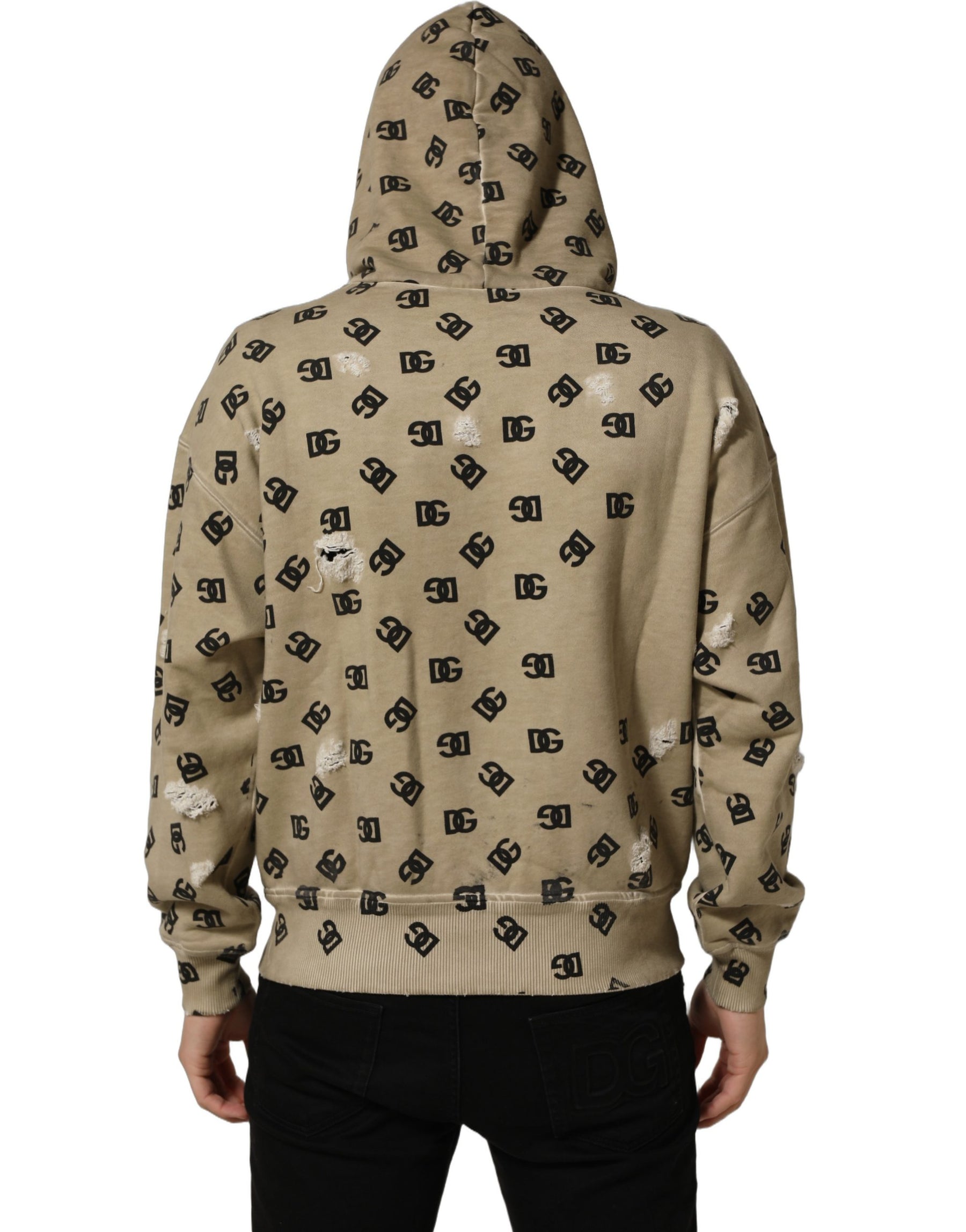 Dolce & Gabbana Brown Cotton Logo Hooded Sweatshirt Sweater | Regal Royce