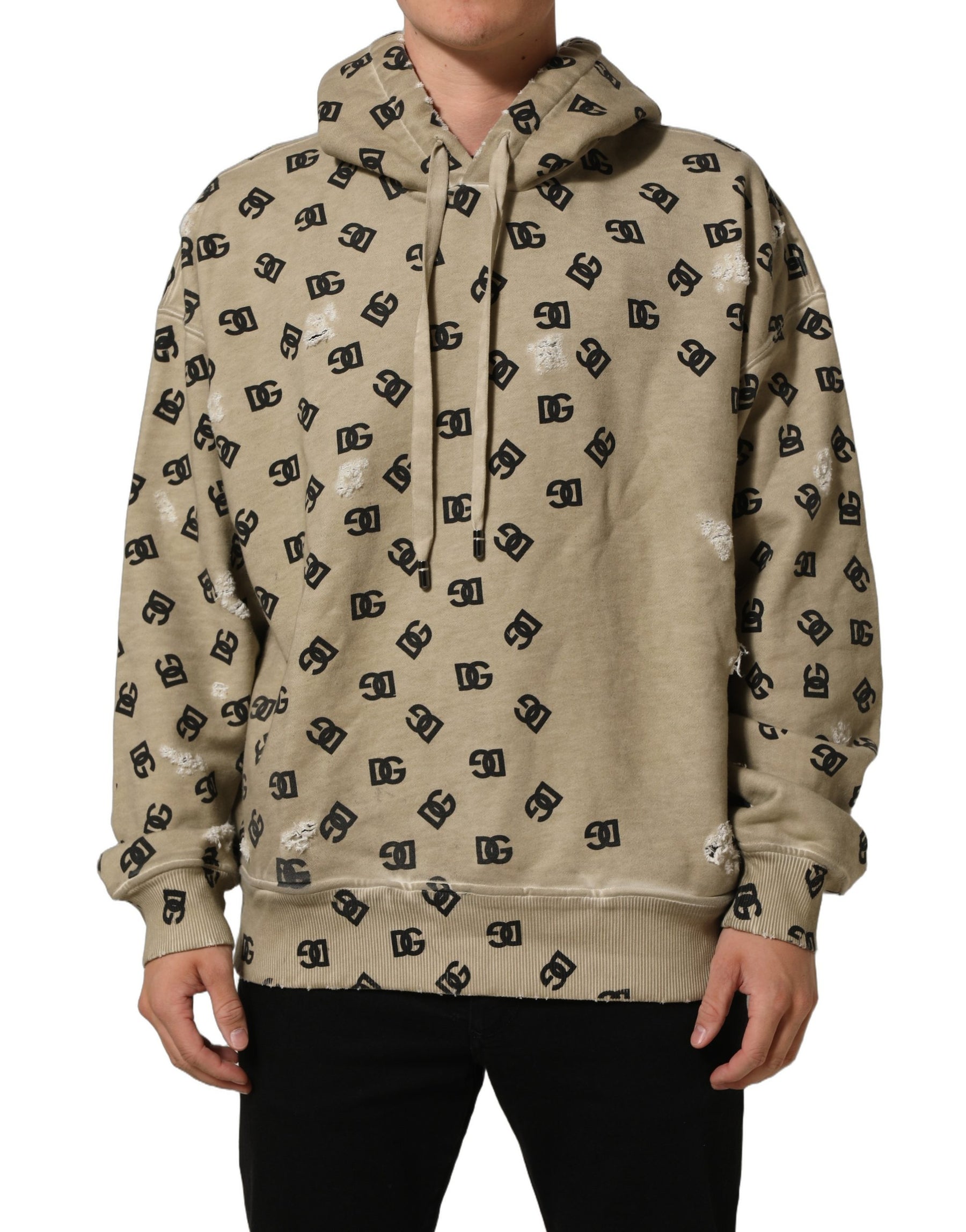 Dolce & Gabbana Brown Cotton Logo Hooded Sweatshirt Sweater | Regal Royce