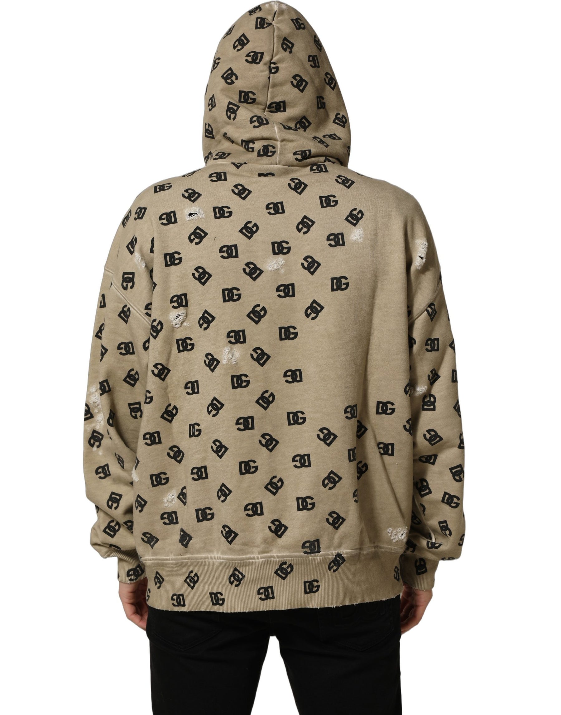 Dolce & Gabbana Brown Cotton Logo Hooded Sweatshirt Sweater | Regal Royce