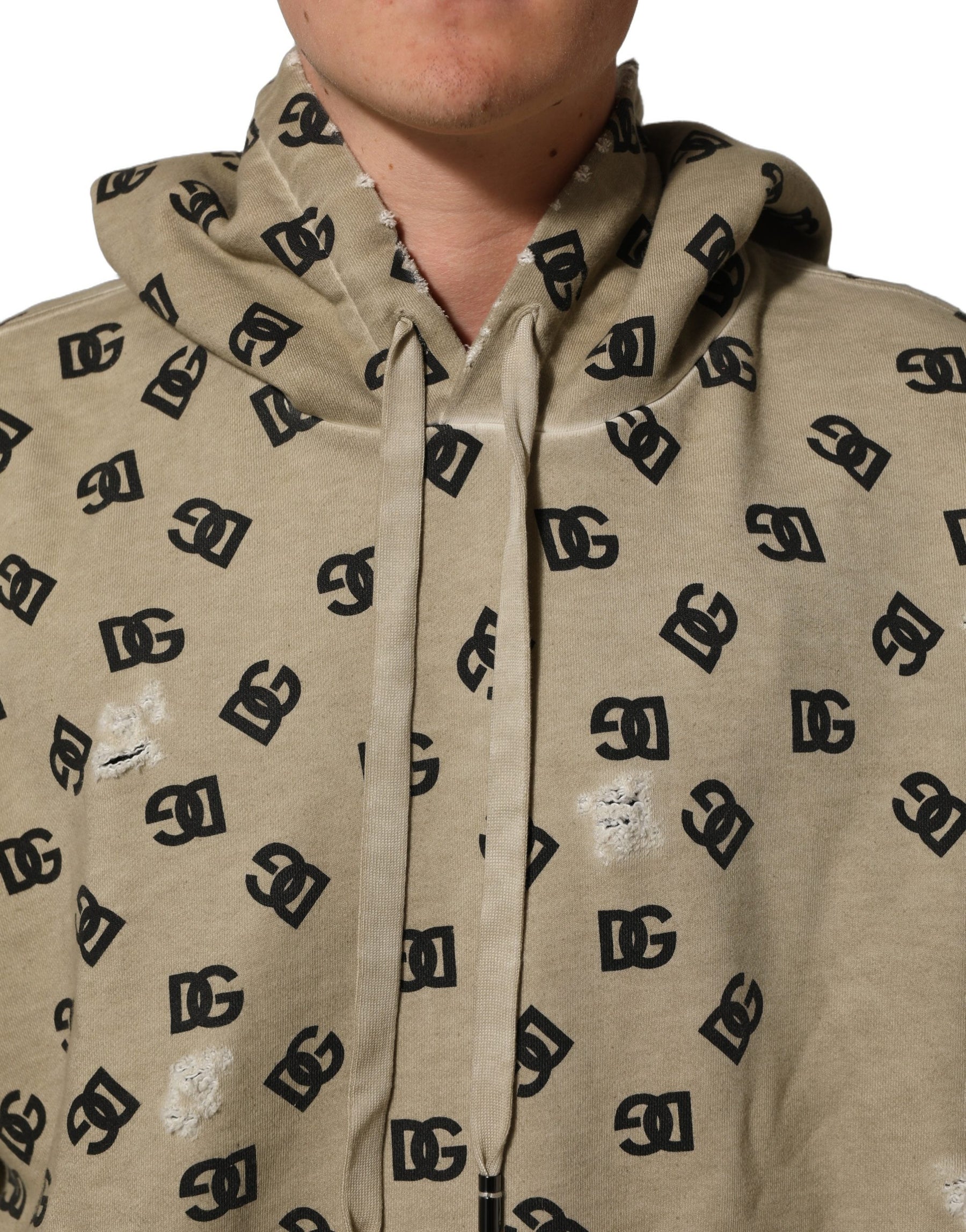 Dolce & Gabbana Brown Cotton Logo Hooded Sweatshirt Sweater | Regal Royce