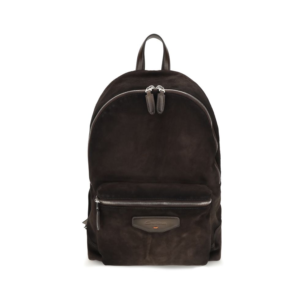 Santoni Brown Calf Leather Bos Taurus Backpack | Regal Royce