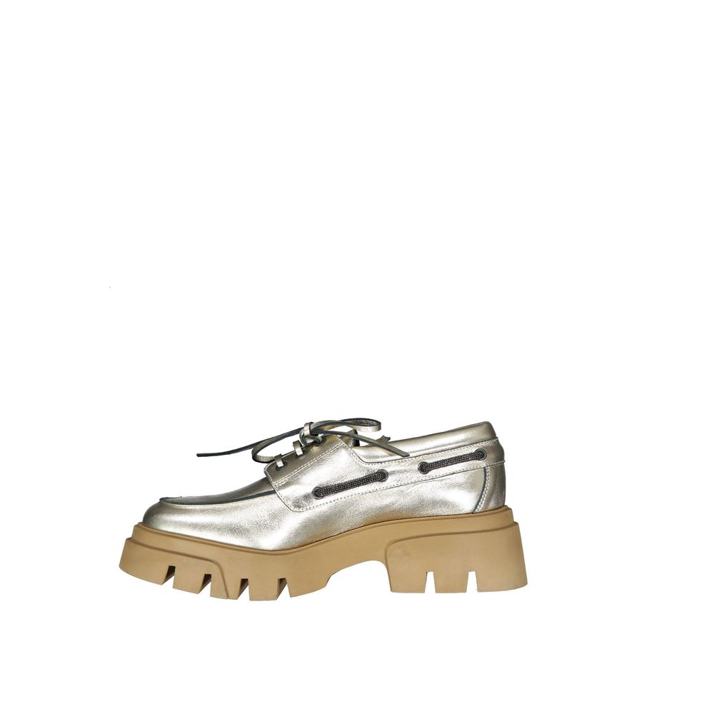 Brunello Cucinelli Gold Leather Platform Loafers | Regal Royce