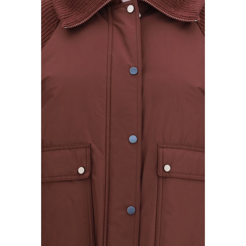 Brunello Cucinelli Bordeaux Polyester Full-Length Jacket | Regal Royce