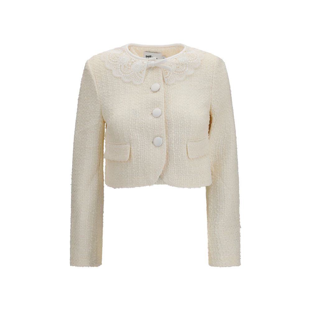 Self-Portrait Beige Polyester Full-Length Jacket | Regal Royce