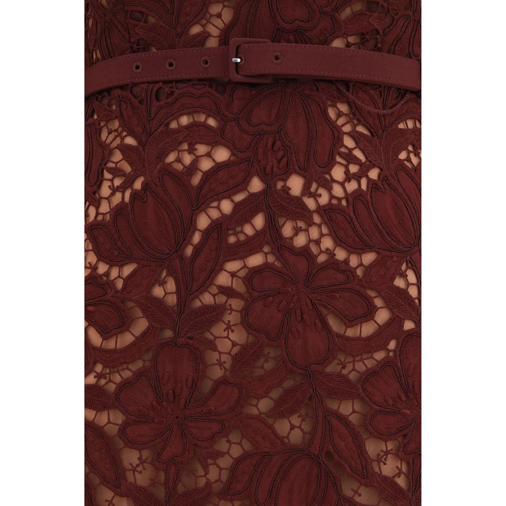 Self-Portrait Bordeaux Polyester Cocktail Dress | Regal Royce