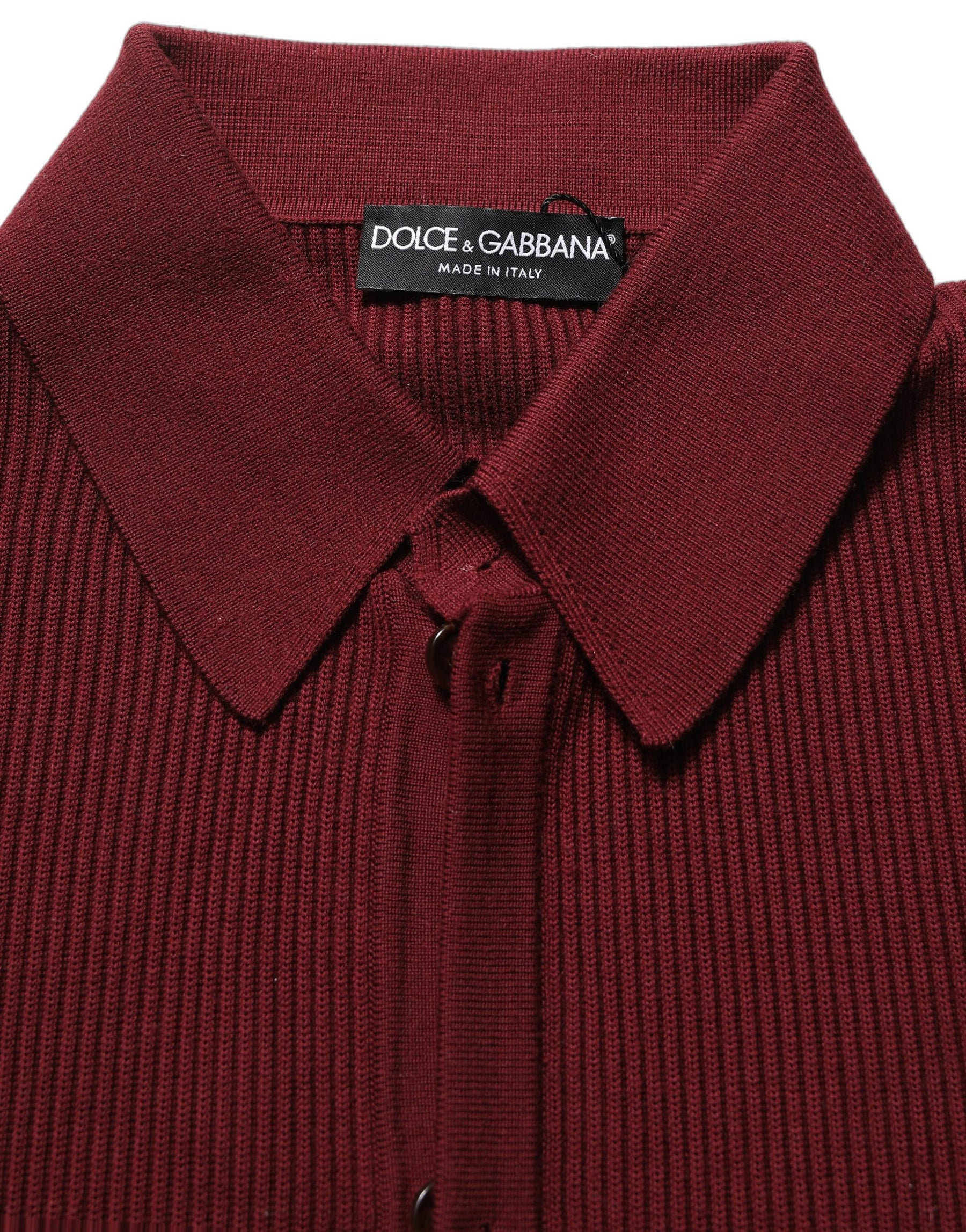 Dolce & Gabbana Burgundy Wool Button Down Cardigan Sweater | Regal Royce