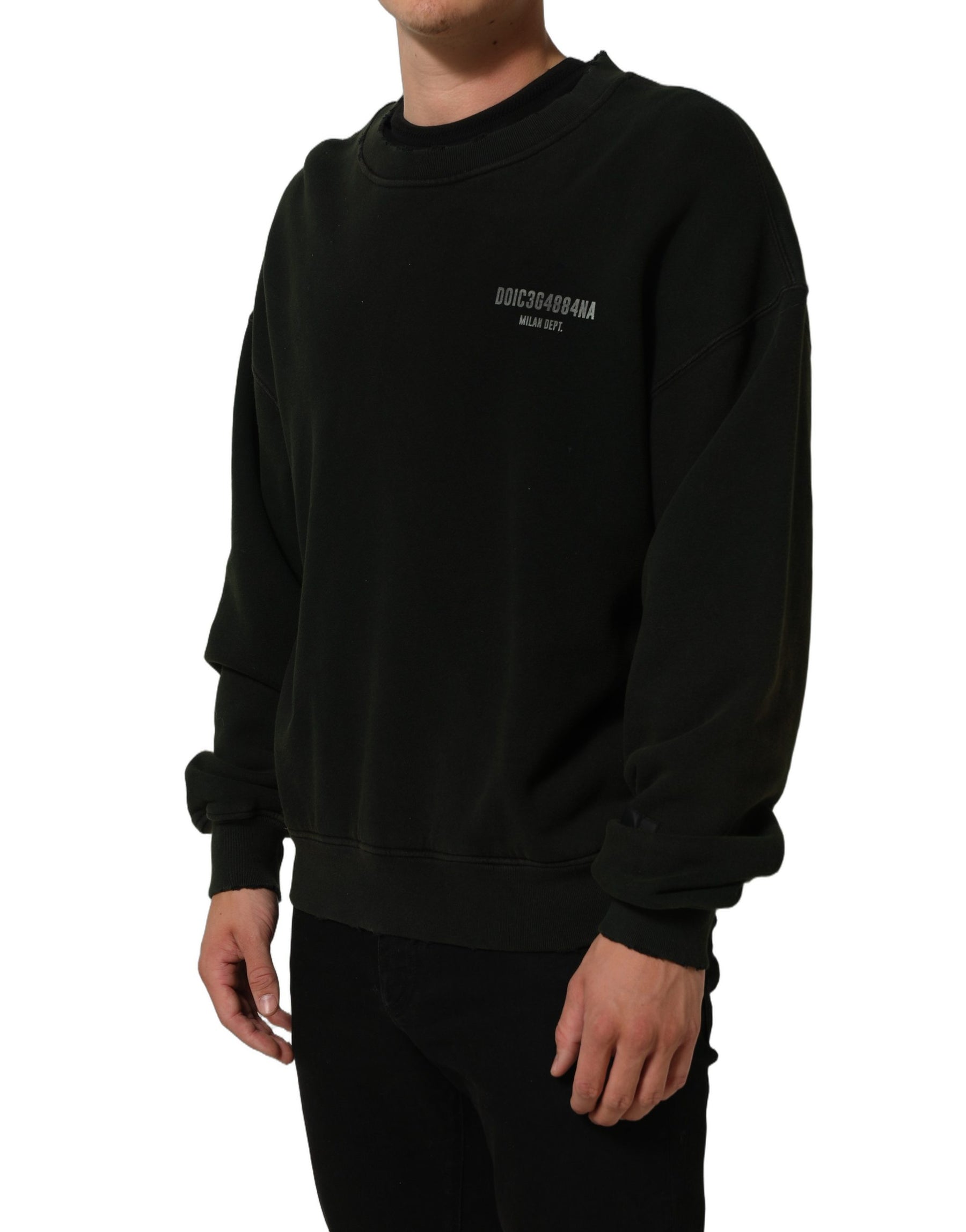 Dolce & Gabbana Black Cotton Crew Neck Men Sweatshirt Sweater | Regal Royce