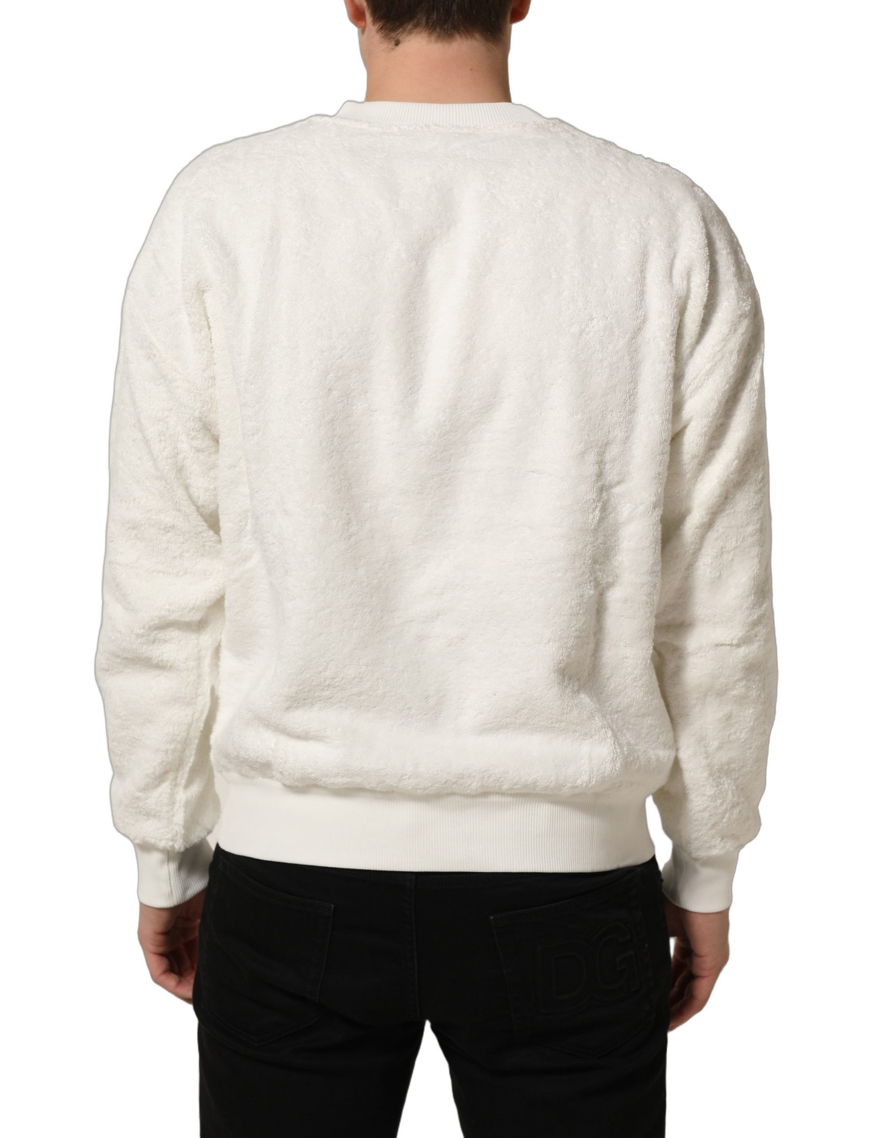 Dolce & Gabbana White LogoPlaque CrewNeck Sweatshirt Sweater | Regal Royce