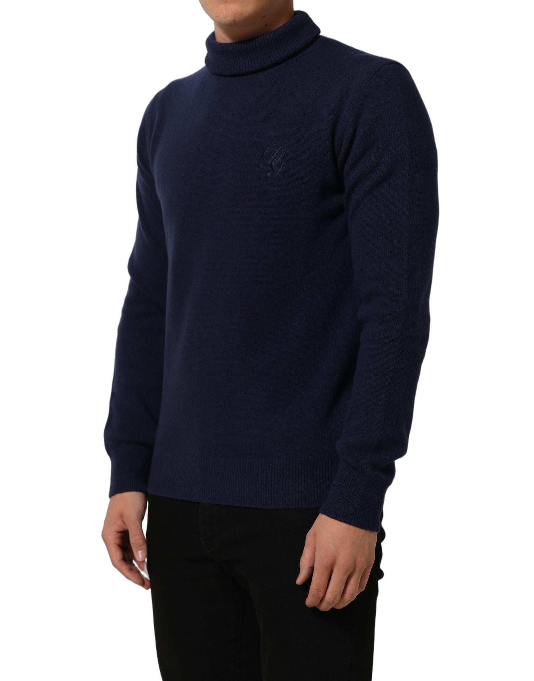 Dolce & Gabbana Blue Wool Knit Turtleneck Pullover Sweater | Regal Royce