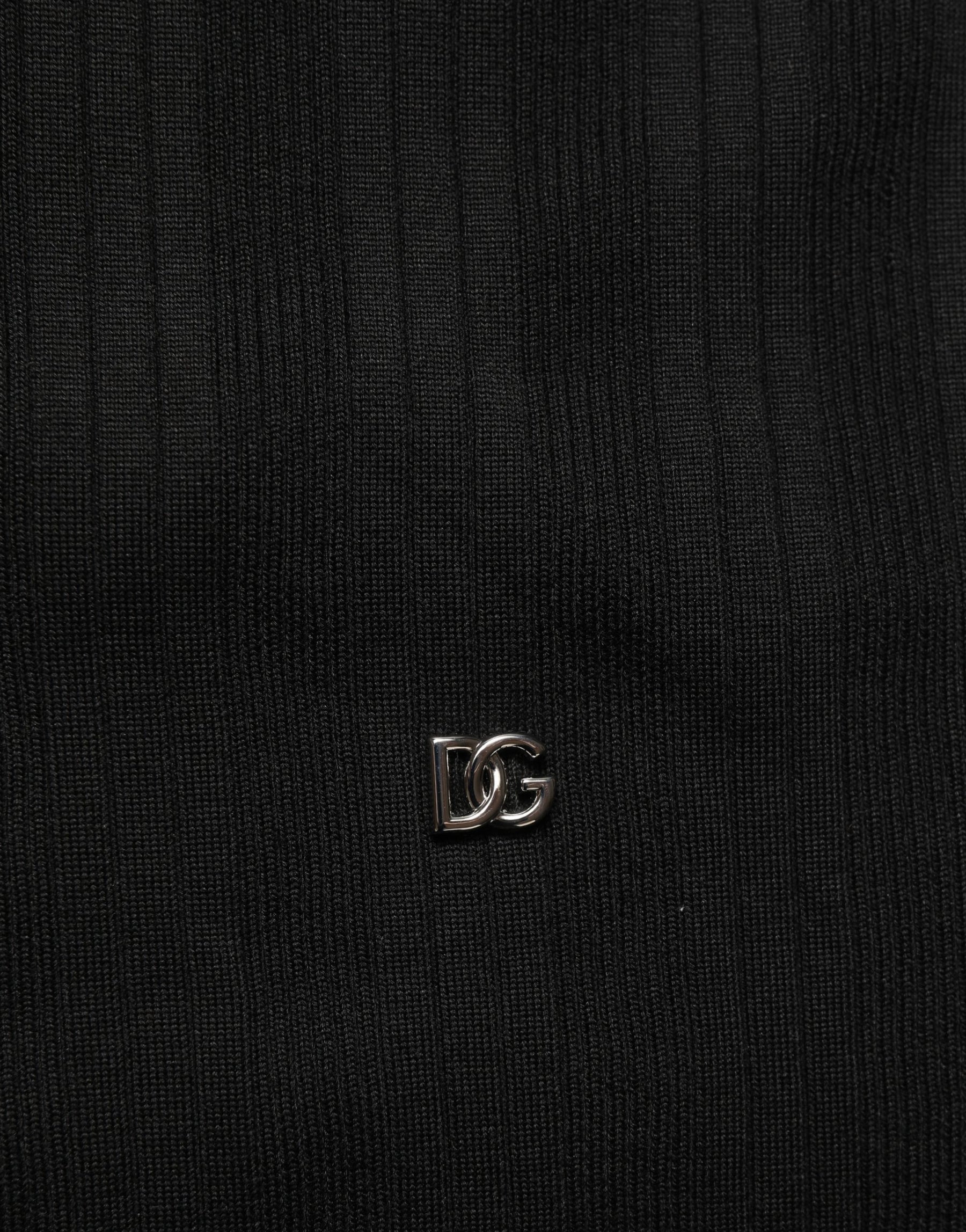 Dolce & Gabbana Black Silk Blend Henley Pullover Men Sweater | Regal Royce